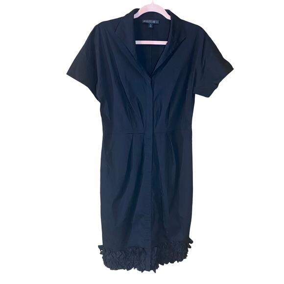 Lafayette 148 New York Dresses & Skirts - Lafayette 148 Black Shirt Dress Ruffle Hem Cotton Blend Size 6